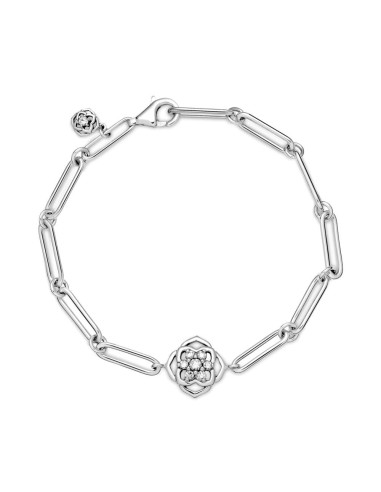 Pulsera Pandora de plata con cierre de mosquetón y flor