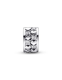 Clip en plata de ley Corazones Infinitos Brillantes Pandora 2
