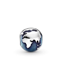 Clip Pandora de plata Globo terráqueo con esmalte azul transparente 2