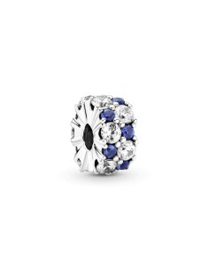 Clip Pandora de plata de ley con circonita cúbica y cristal azul estelar