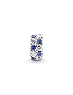 Clip Pandora de plata de ley con circonita cúbica y cristal azul estelar 2