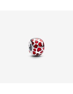 Charm Clip de Corazones Rojos de Pandora en Plata de Ley y Esmalte