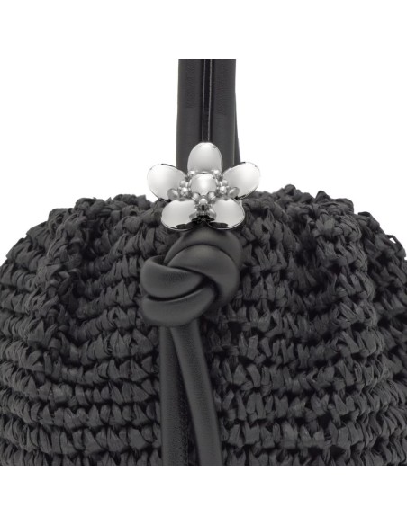Bombonera negra de rafia TOUS Daisy – Frescura natural con estilo urbano
