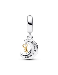 Charm Colgante en plata de ley y con un recubrimiento en oro de 14k Llave & Luna en Dos Tonos​ 2