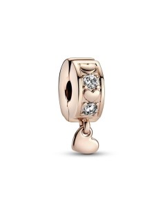 HEART 14K ROSE GOLD-PLATED CLIP WITH CLEAR CUBIC ZIRCONIA AND SILICONE GRIP