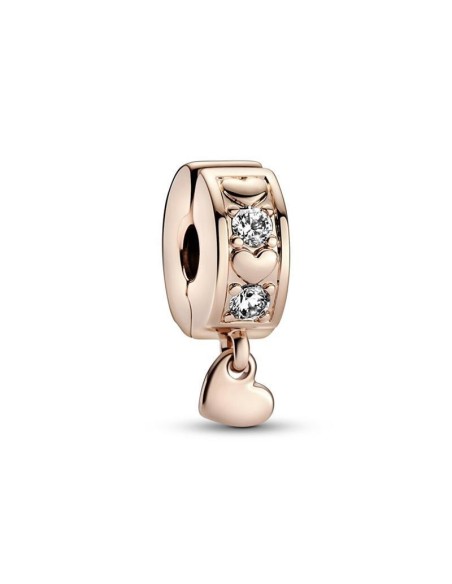 HEART 14K ROSE GOLD-PLATED CLIP WITH CLEAR CUBIC ZIRCONIA AND SILICONE GRIP