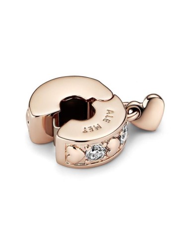 HEART 14K ROSE GOLD-PLATED CLIP WITH CLEAR CUBIC ZIRCONIA AND SILICONE GRIP