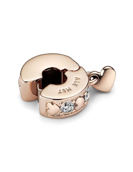HEART 14K ROSE GOLD-PLATED CLIP WITH CLEAR CUBIC ZIRCONIA AND SILICONE GRIP