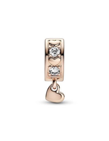 HEART 14K ROSE GOLD-PLATED CLIP WITH CLEAR CUBIC ZIRCONIA AND SILICONE GRIP