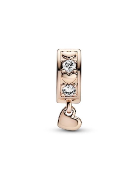 HEART 14K ROSE GOLD-PLATED CLIP WITH CLEAR CUBIC ZIRCONIA AND SILICONE GRIP