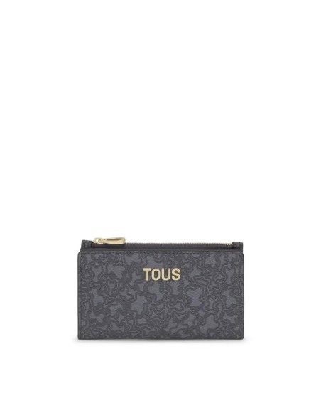 Cartera gris oscuro Kaos Mini Lines de lona con detalles en piel sintética - TOUS