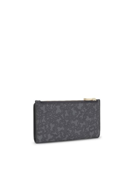 Cartera gris oscuro Kaos Mini Lines de lona con detalles en piel sintética - TOUS