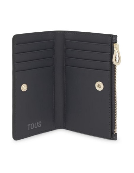 Cartera gris oscuro Kaos Mini Lines de lona con detalles en piel sintética - TOUS