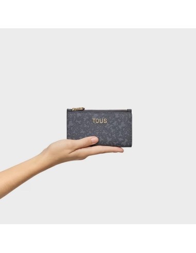 Cartera gris oscuro Kaos Mini Lines de lona con detalles en piel sintética - TOUS