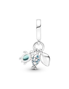 Charm Colgante Triple en plata de ley Pez, Tortuga Marina & Concha  2