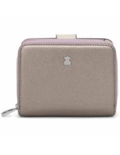 Billetera pequeña TOUS New Dubai Saffiano Plata, Malva y Beige 2