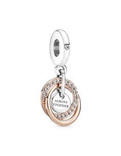 Charm Colgante en plata de ley y con un recubrimiento en oro rosa de 14k Círculo Familiar Siempre