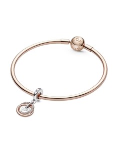 Charm Colgante en plata de ley y con un recubrimiento en oro rosa de 14k Círculo Familiar Siempre 2