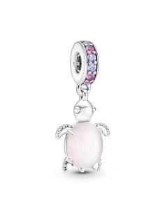 Charm Colgante en plata de ley Tortuga Marina Cristal de Murano Rosa