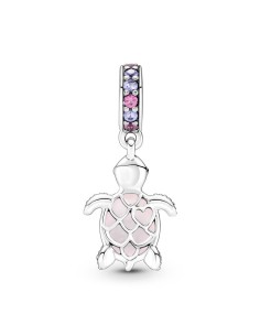Charm Colgante en plata de ley Tortuga Marina Cristal de Murano Rosa 2
