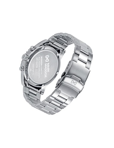 Reloj de hombre Mission multifunción con esfera negra, índices amarillos y brazalete de acero