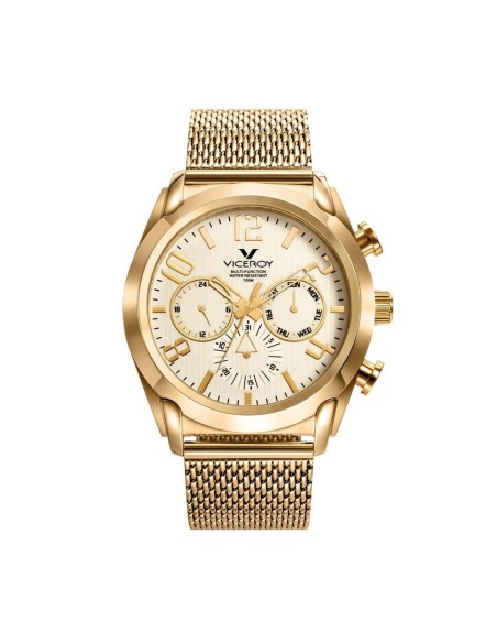 Reloj Viceroy de Hombre brazalete de malla milanesa de acero e ip dorado  