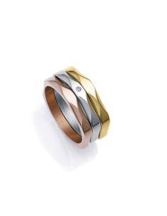 ANILLOS ACERO 3 TONOS CRIST  SRA FASHION