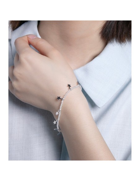 Pulsera Viceroy de plata de ley con baño de rodio y perlas sintéticas para mujer