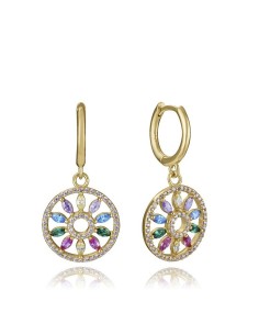 Pendientes Viceroy de plata bañada en oro con circonitas multicolor para mujer