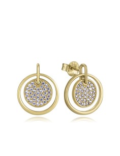 Pendientes Viceroy de plata bañada en oro con colgante circular y circonitas para mujer