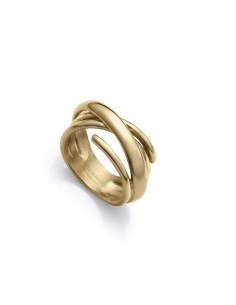 Anillo Viceroy de acero IP dorado cruzado abierto para mujer