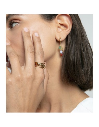 Anillo Viceroy de acero IP dorado cruzado abierto para mujer