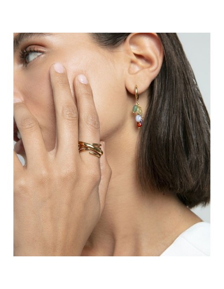 Anillo Viceroy de acero IP dorado cruzado abierto para mujer