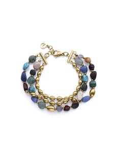 Pulsera Viceroy de acero IP dorado con piedras naturales multicolor para mujer