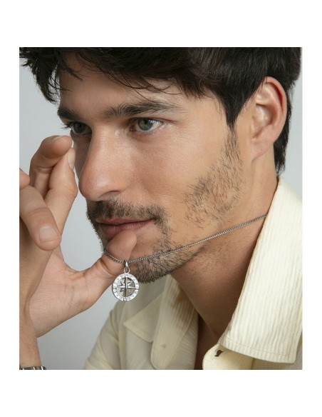 Collar Viceroy de acero con colgante rosa de los vientos para hombre