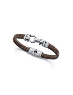 Viceroy Magnum pulsera hombre en acero y piel trenzada elegante
