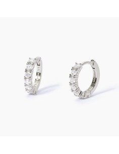 Pendientes de aro en plata de ley con circonitas blancas de 2,5 mm