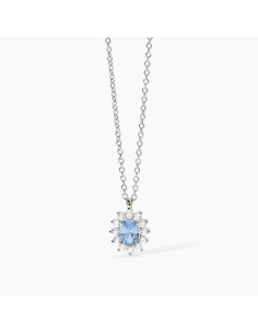 Collar de plata 925 con aguamarina sintética ovalada y circonitas blancas - Mabina Gioielli