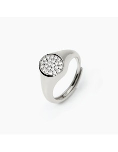 Anillo contrarié de plata 925 con estrellas y circonitas - Mabina Gioielli