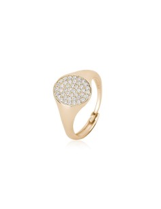 Anillo chevalier de plata 925 con pavé de circonitas ajustable - Mabina Gioielli