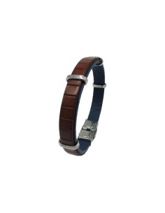 Pulsera IVOIRE de piel marrón y acero