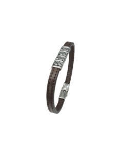 Pulsera IVOIRE Nieva de Acero y Piel para Hombre - Estilo y Distinción