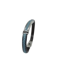 Pulsera IVOIRE de acero y piel para hombre