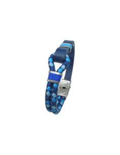 Pulsera de hombre IVOIRE de acero y piel azul