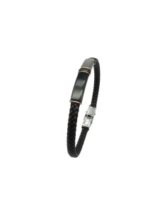 Pulsera para hombre IVOIRE de acero y piel