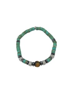 Pulsera IVOIRE para hombre de acero y piedras en tonos verde