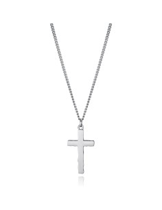 Collar de hombre de acero y colgante de cruz