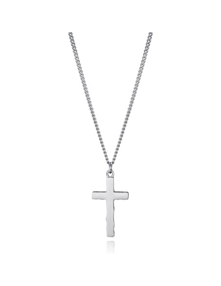 Collar de hombre de acero y colgante de cruz