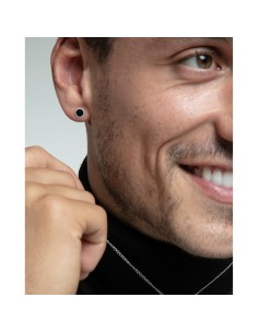 Pendientes de hombre de acero con piedra natural 2