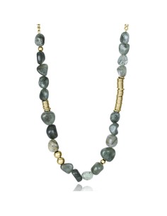 Collar Viceroy Fashion 15156C09016 de Acero IP Dorado con Piedras Naturales de Jaspe Verde